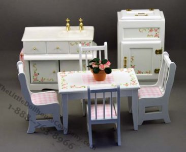 (image for) Dollhouse Miniature Kitchen Set (7pc) with Ice Box