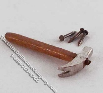 (image for) Dollhouse Scale Model Hammer & Nails