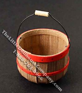 (image for) Miniature Large Round Basket with Metal Handle for Dollhouses