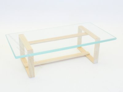 (image for) Modern Glass Coffee Table w/ Natural Base by Warren Richardson