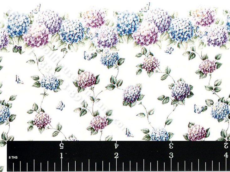 (image for) Blue and Purple Hydrangea Wallpaper for Dollhouses
