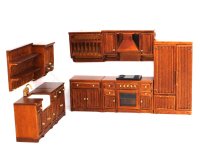 (image for) 1/2 Scale 9-Piece Walnut Kitchen Set