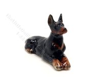 (image for) Miniature Porcelain Doberman Figurine for Dollhouses