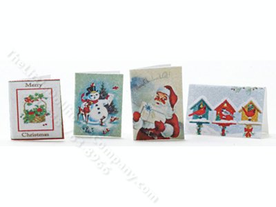 (image for) Set of 4 Miniature Christmas Cards for Dollhouses