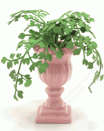 (image for) Miniature Pink Ceramic Urn With Scalloped Leaves