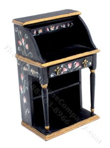 (image for) Miniature Pennsylvania Dutch Black and Floral Secretary Desk