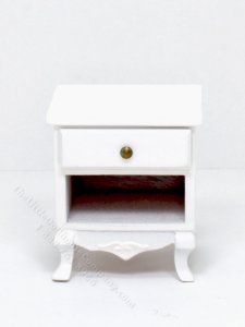 (image for) Miniature White Nightstand with Shelf