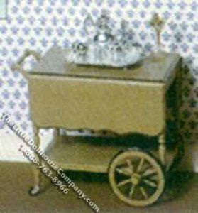 (image for) Miniature Tea Cart on Wheels Kit for Dollhouses