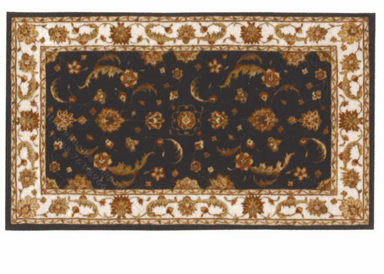 (image for) Miniature Extra Small Scale Black and Cream French Rug