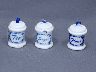 (image for) Miniature Set of 3 Canisters for Dollhouses
