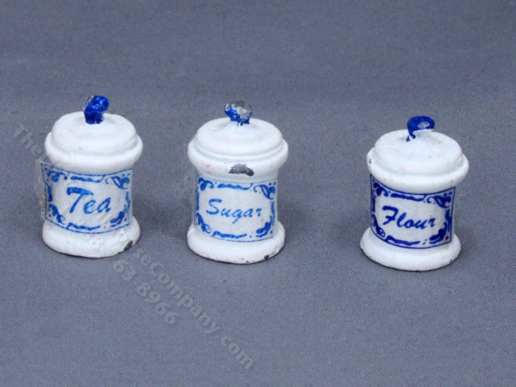 (image for) Miniature Set of 3 Canisters for Dollhouses