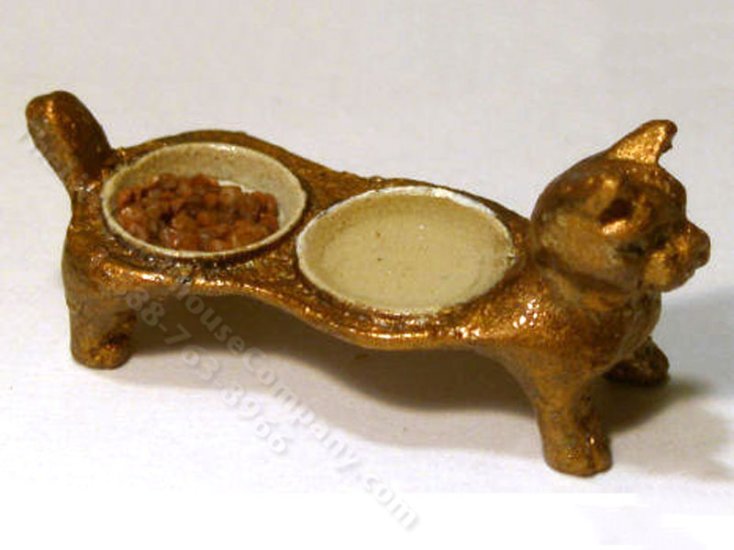 (image for) Miniature Metal Cat Dish for Dollhouses