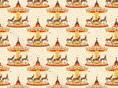 (image for) 1/2 Scale Casousel Wallpaper for Dollhouses