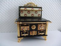 (image for) Miniature Old Fashion Metal Stove - Roseband for Dollhouses