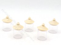 (image for) Miniaiture Set of 5 Plastic Jars with Wooden Lid (Large)