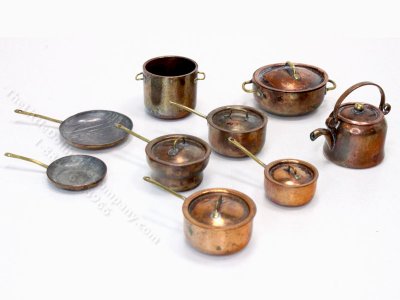 (image for) 15 Piece Vintage Copper Kitchenware For Dollhouses