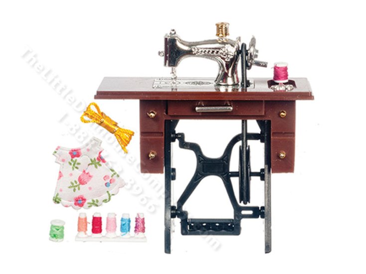 (image for) Miniature Silver Sewing Machine with Needle Movement
