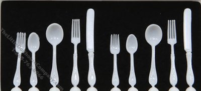 (image for) Miniature White Flatware For Dollhouses
