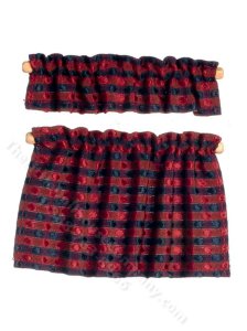 (image for) Miniature Cafe Curtains Set, Blue and Red Plaid