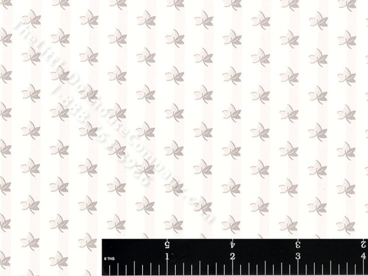 (image for) Grey Leaves on Stripe Miniature Wallpaper for Dollhouses