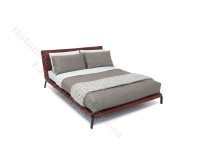 (image for) Miniature Burgundy Leather Bed with Bedding by PRD Miniatures