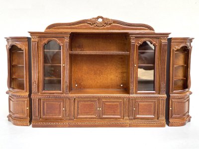 (image for) Miniature Entertainment Wall Unit in Walnut for Dollhouse