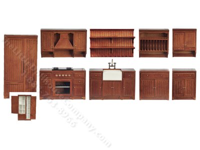 (image for) Miniature 9-Piece Walnut Kitchen Set