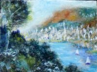 (image for) Coastal City Landscape Painting by Larry Morganti
