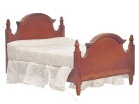 (image for) Miniature Walnut Double Bed for Dollhouses
