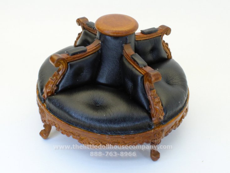 (image for) Miniature Round Walnut & Leather Conversation Chair