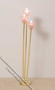 (image for) Miniature Battery Brass Tribeca Tulip Shade Floor Lamp - Pink