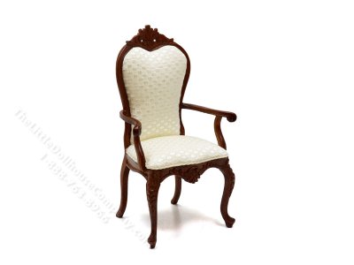(image for) Miniature Victorian Walnut Armchair for Dollhouses - White