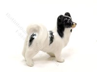 (image for) Miniature Porcelain Papillon Dog Figurine for Dollhouses - Black