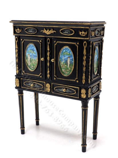 (image for) Miniature Victorian Handpainted Cabinet on Legs for Dollhouses