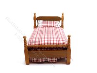 (image for) Miniature Walnut Single Bed for Dollhouses