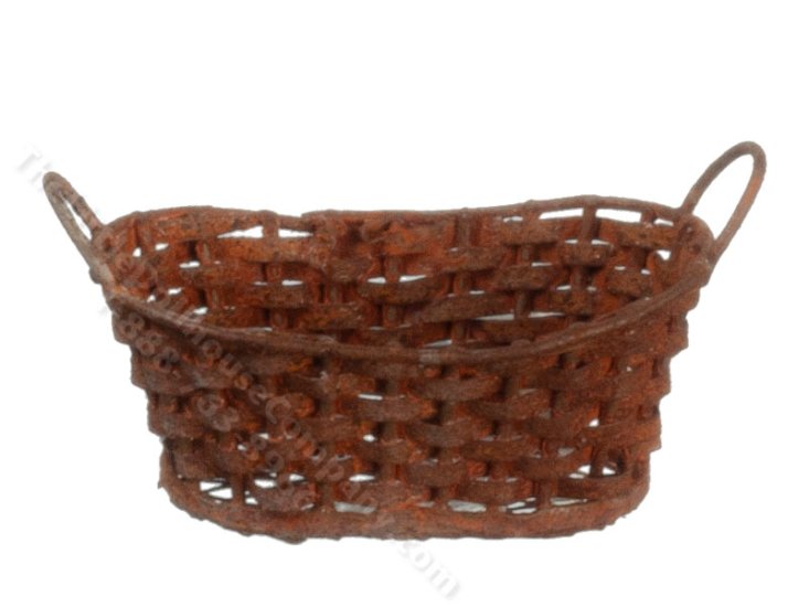 (image for) Miniature Rusted Metal Laundry Basket for Dollhouses