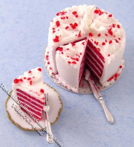 (image for) Dollhouse Scale Model 5 Layer Red Velvet Cake w/Slice