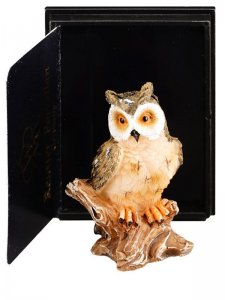 (image for) Miniature Owl on a Stump for Dollhouses
