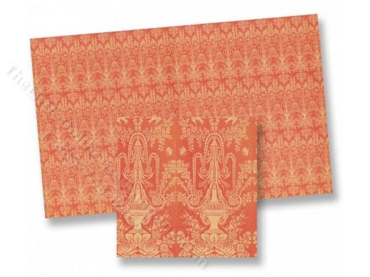 (image for) Dollhouse 1/2 Scale Model Orange Damask Wallpaper