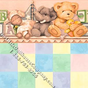 (image for) Nursery Shelf Blocks Pattern Miniature Wallpaper for Dollhouses