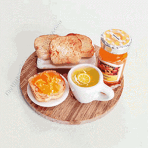 (image for) Miniature Breakfast Tray with Toast, Peach Jam, and Lemon Tea