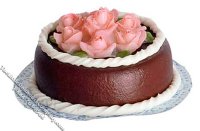 (image for) Miniature Chocolate Rose Topped Cake for Dollhouses
