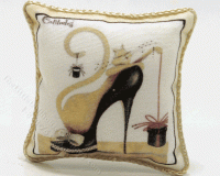 (image for) Miniature Pillow with Cat Print and Gold Edge by Judith Blondell
