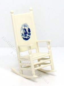 (image for) Miniature White Rocking Chair for Dollhouses