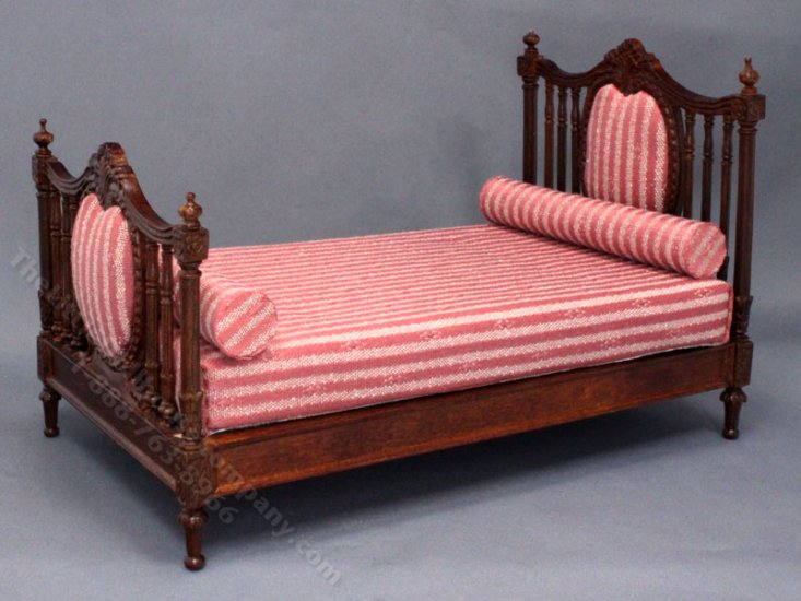 (image for) Miniature Walnut Daybed for Dollhouses