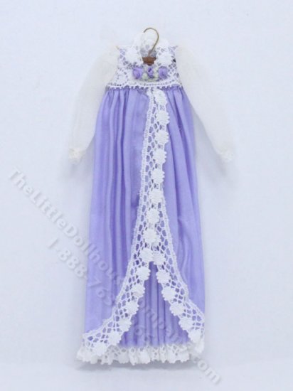 (image for) Miniature Longsleeved Purple Nightgown for Dollhouses