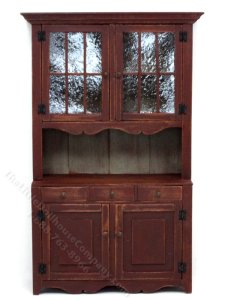 (image for) Handmade Miniature Mahogany Kitchen Hutch for Dollhouses