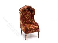 (image for) Miniature Walnut Upholstered Porter Chair for Dollhouses