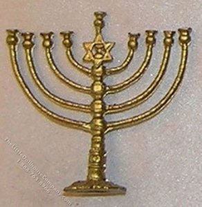 (image for) Miniature Gold Coloured Menorah For Dollhouses