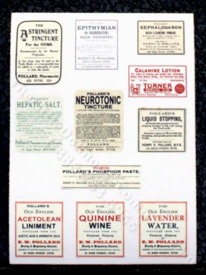 (image for) Miniature Sheet of Apothacary Labels for Dollhouses